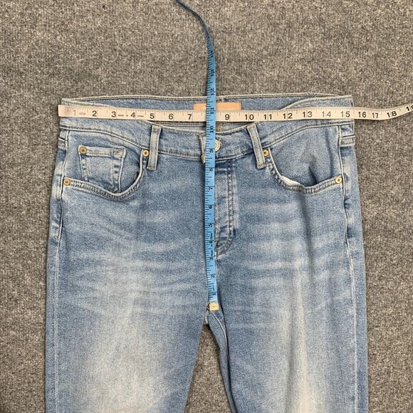 7 For All Mankind Jeans Womens 29 Denim Distressed Ankle Straight Busted Knee - Picture 5 of 12